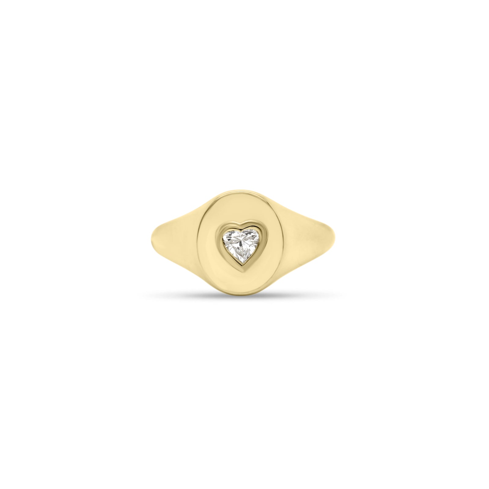 Diamond Heart Signet Ring  - 14K gold weighing 2.68 grams  - 0.15 ct heart-shaped diamond