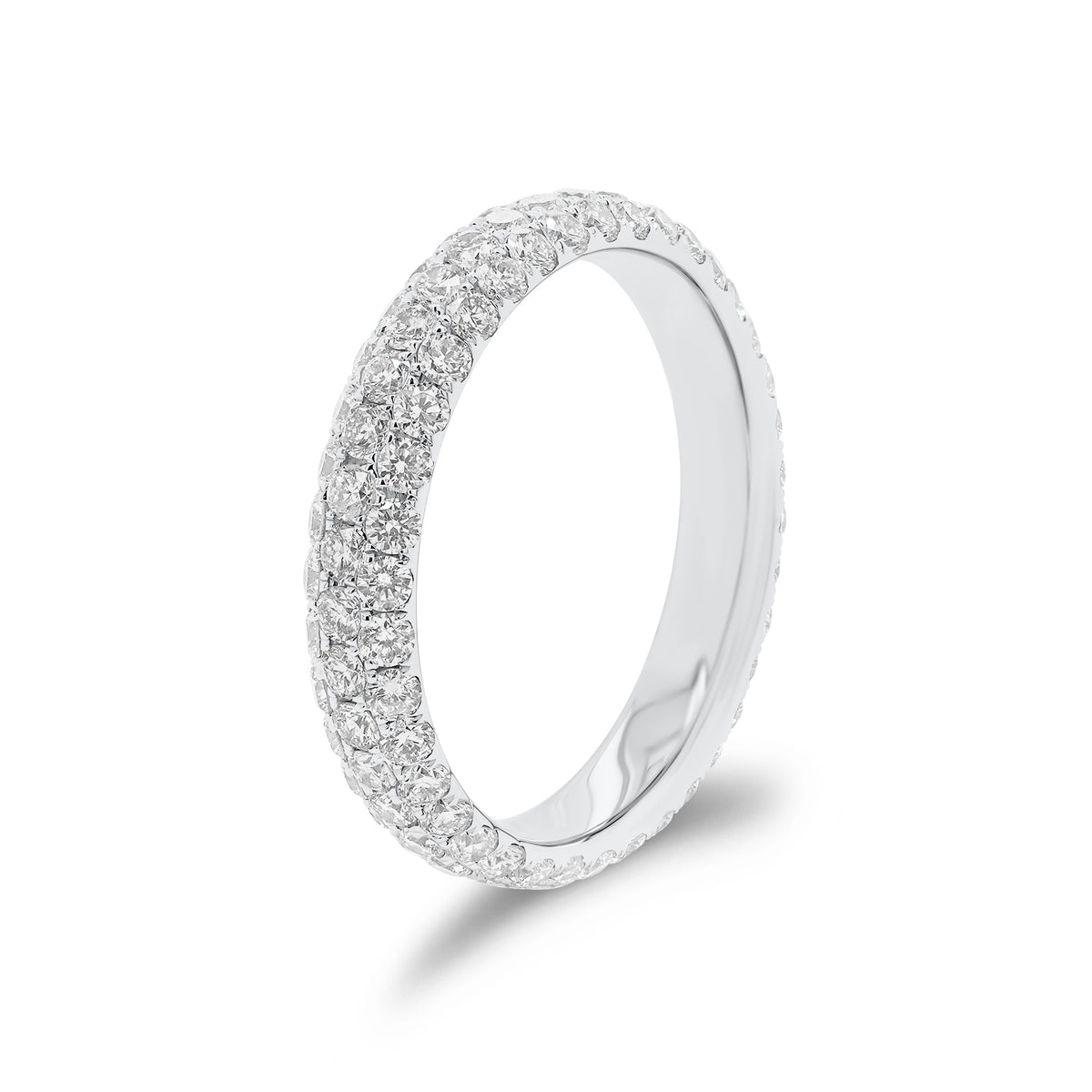Pave Diamond Eternity Ring - 18K gold weighing 3.01 grams  - 114 round diamonds weighing 2.07 carats