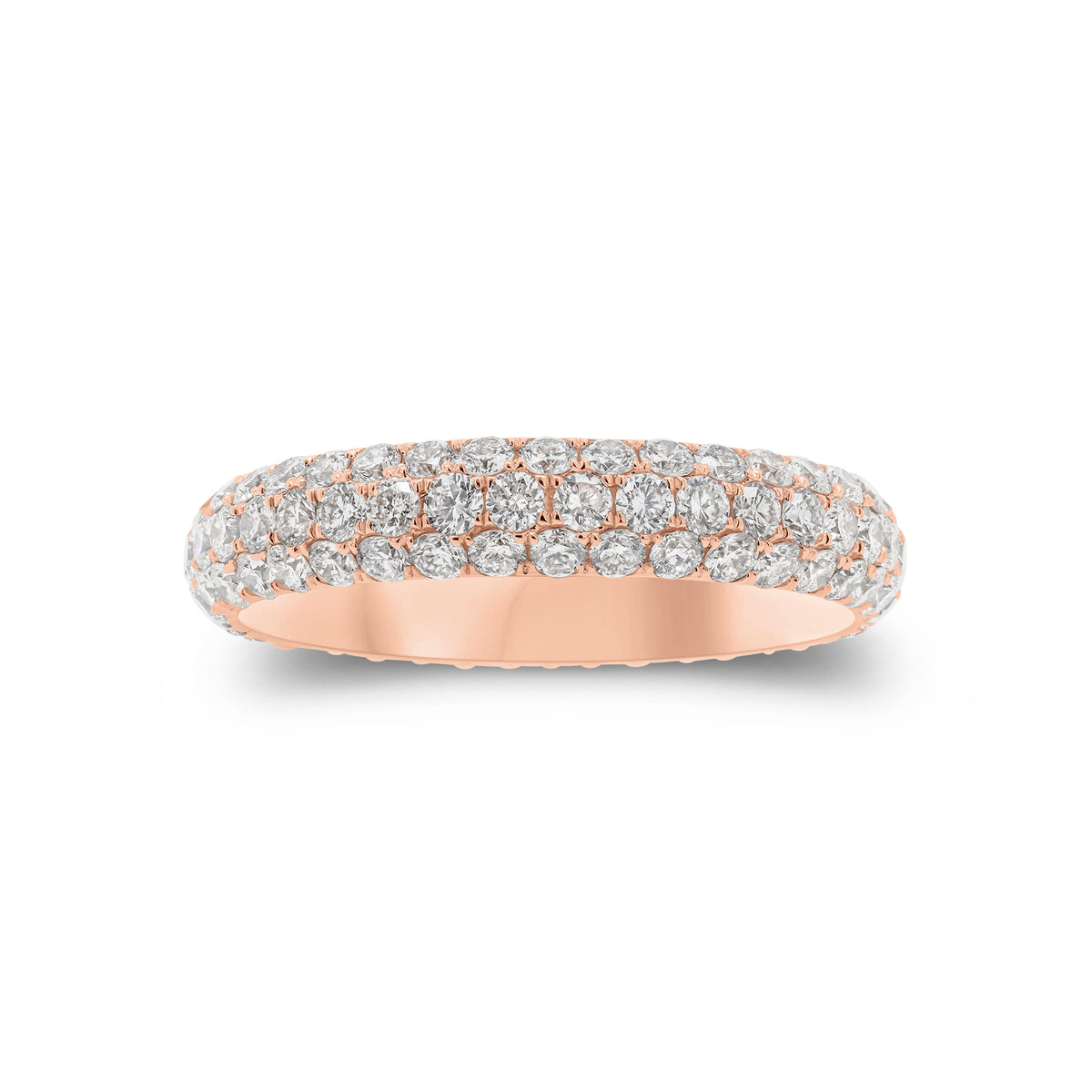 Pave Diamond Eternity Ring - 18K gold weighing 3.01 grams  - 114 round diamonds weighing 2.07 carats