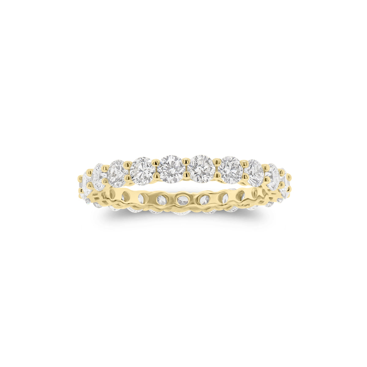 Diamond Shared Prong Eternity Ring - 18K gold weighing 1.47 grams  - 23 round diamonds weighing 1.65 carats