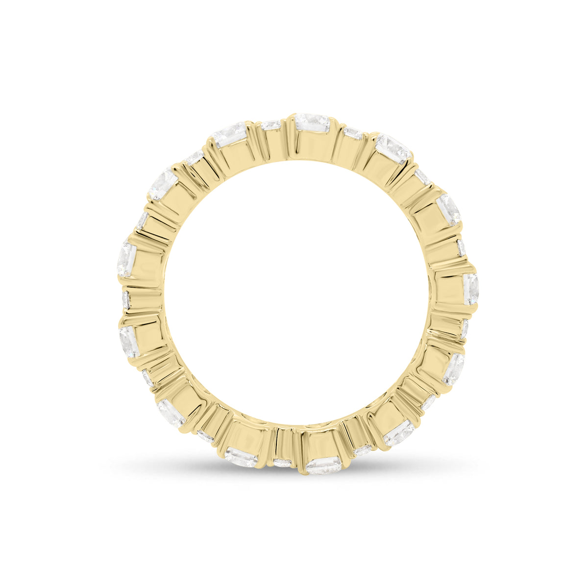 Diamond Eternity Band   -18K gold weighing 3.07 grams  -12 round diamonds totaling 2.13 carats  -12 round diamonds totaling 0.43 carats