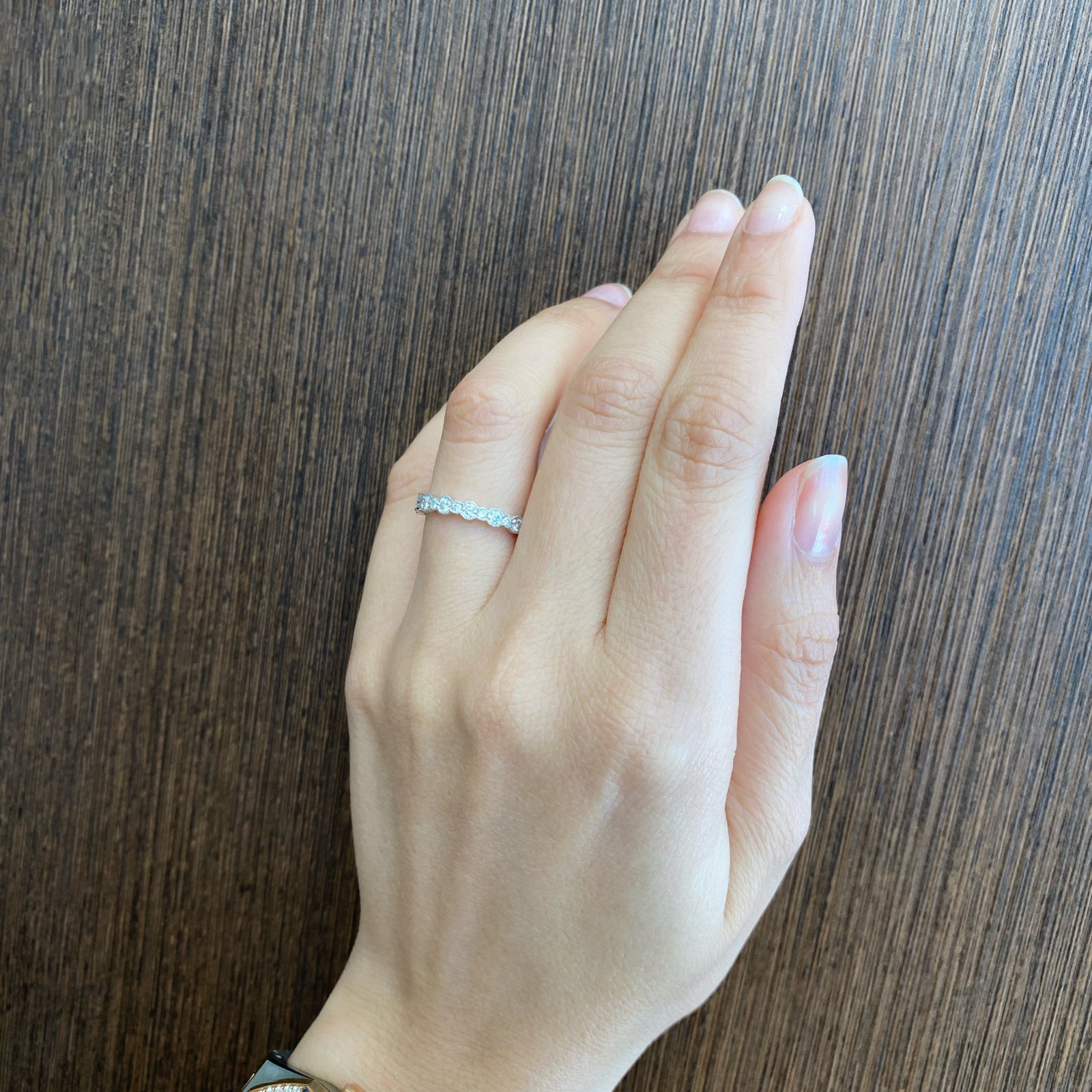 Diamond Milgrain Eternity Ring - 18K gold weighing 1.53 grams  - 30 round diamonds weighing 0.95 carats