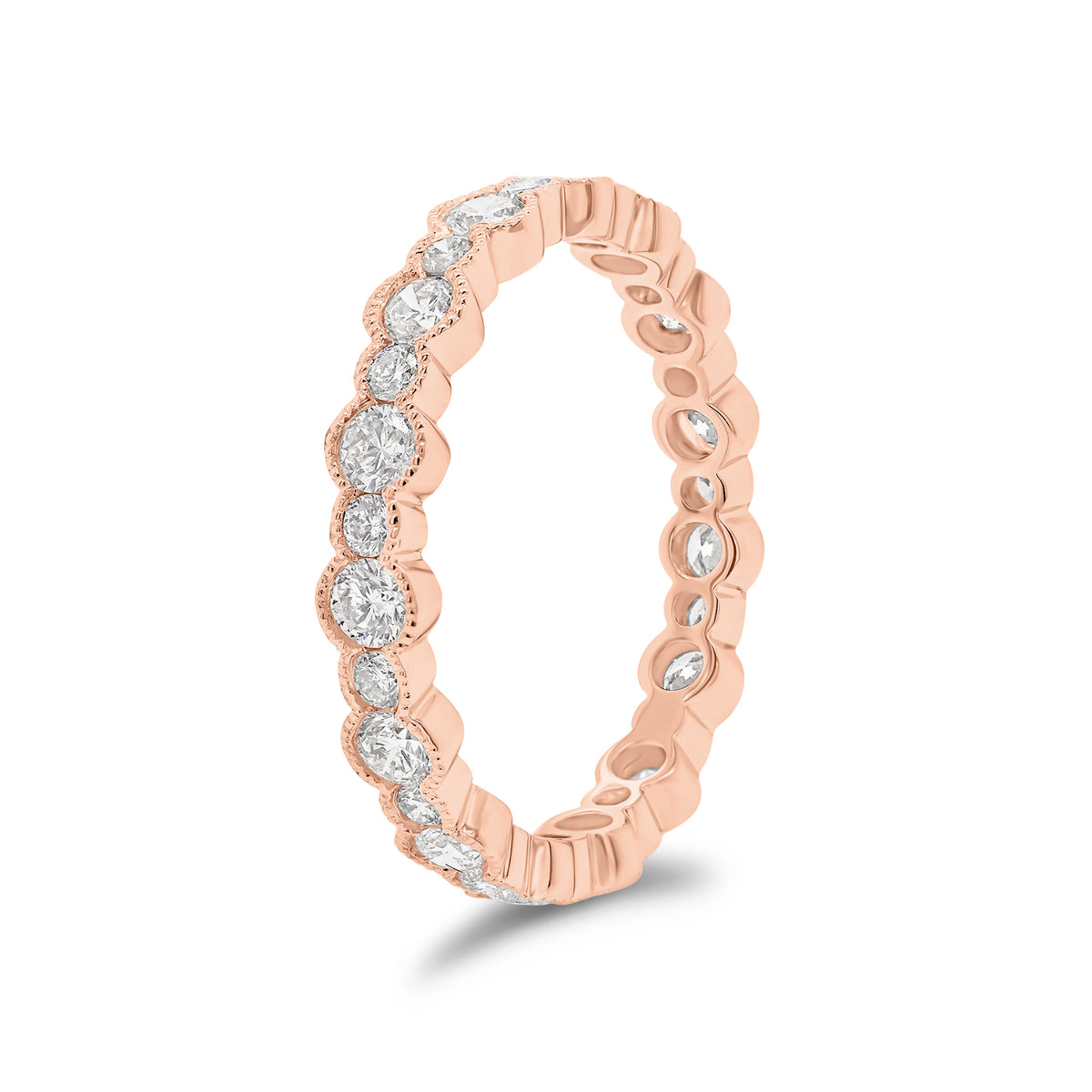 Diamond Milgrain Eternity Ring - 18K gold weighing 1.53 grams  - 30 round diamonds weighing 0.95 carats