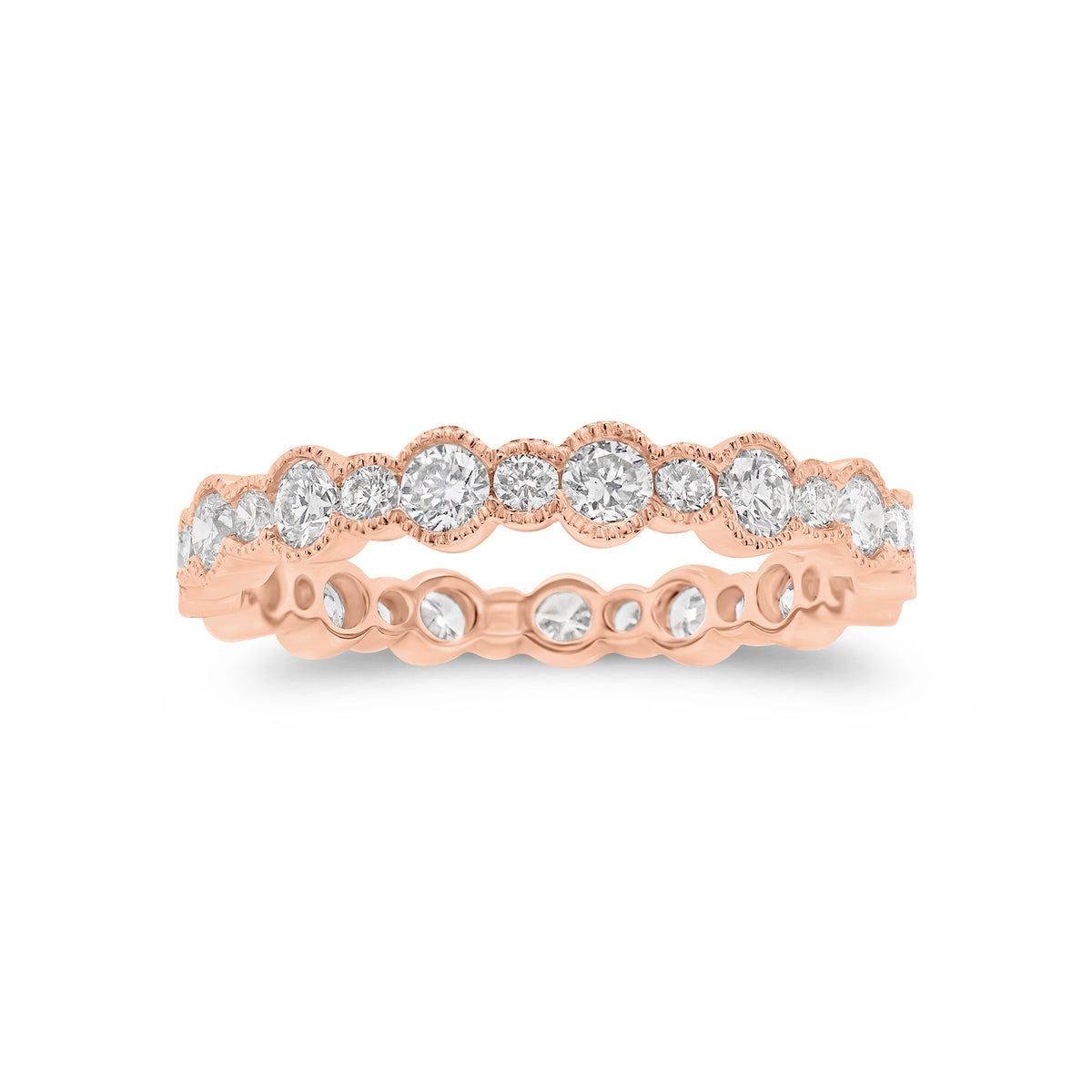 Diamond Milgrain Eternity Ring - 18K gold weighing 1.53 grams  - 30 round diamonds weighing 0.95 carats