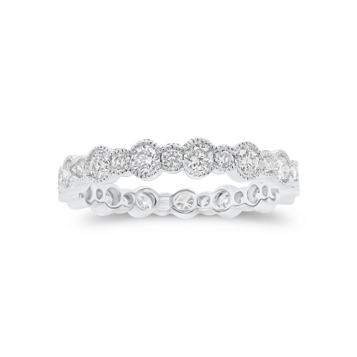 Diamond Milgrain Eternity Ring - 18K gold weighing 1.53 grams  - 30 round diamonds weighing 0.95 carats