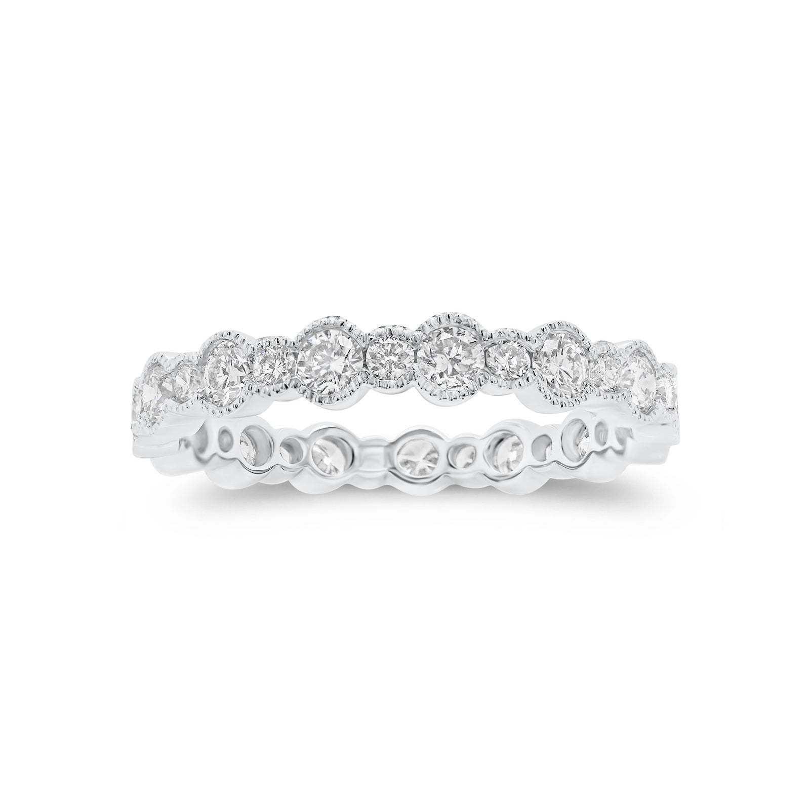Diamond Milgrain Eternity Ring - 18K gold weighing 1.53 grams  - 30 round diamonds weighing 0.95 carats