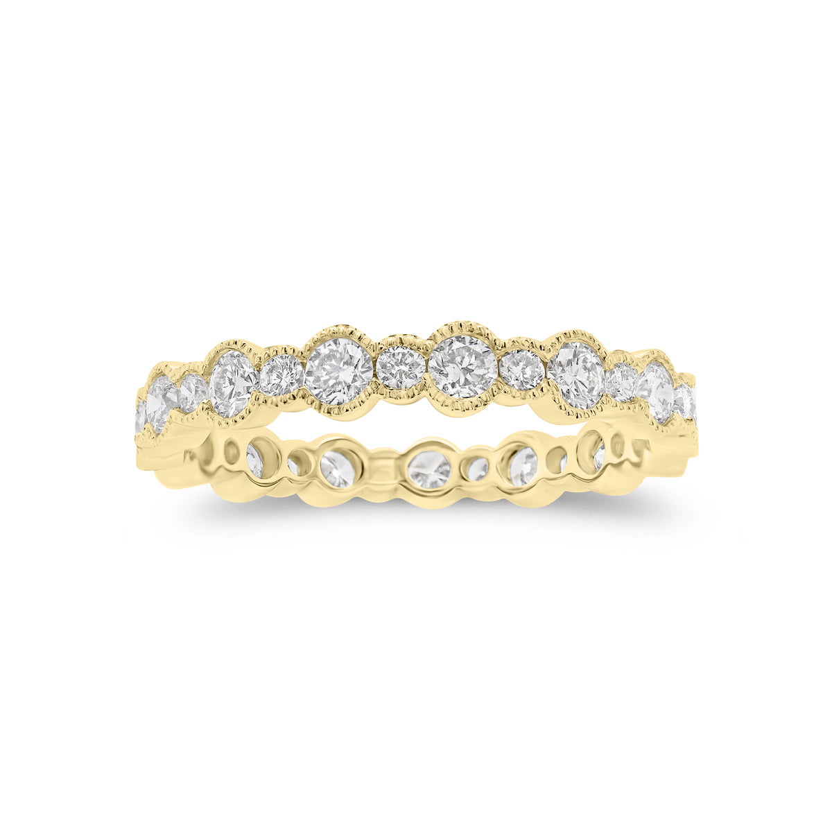 Diamond Milgrain Eternity Ring - 18K gold weighing 1.53 grams  - 30 round diamonds weighing 0.95 carats