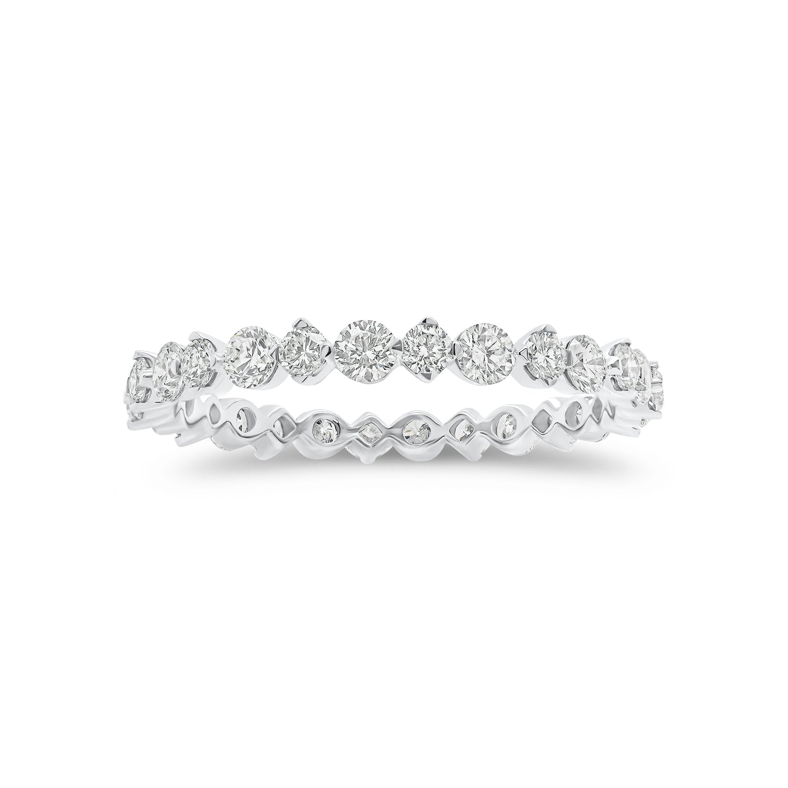 Circles and Diamonds Eternity Ring - 18K gold weighing 0.95 grams  - 28 round diamonds weighing 0.97 carats
