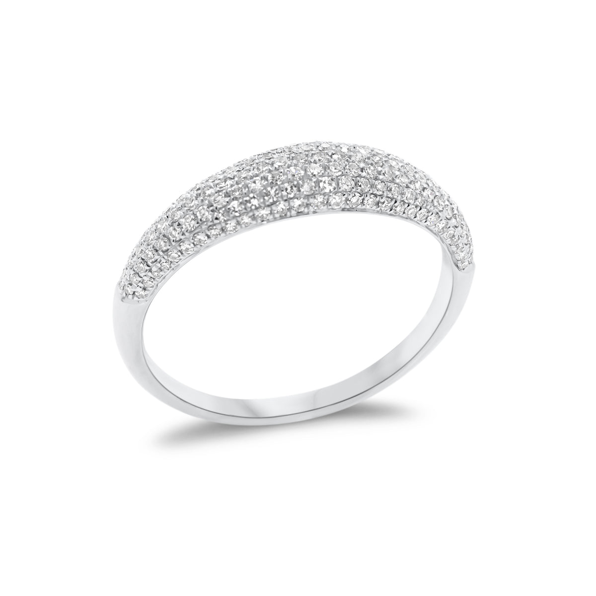 Pave Diamond Dome Ring - 14K gold weighing 1.88 grams - 167 round diamonds totaling 0.37 carats.