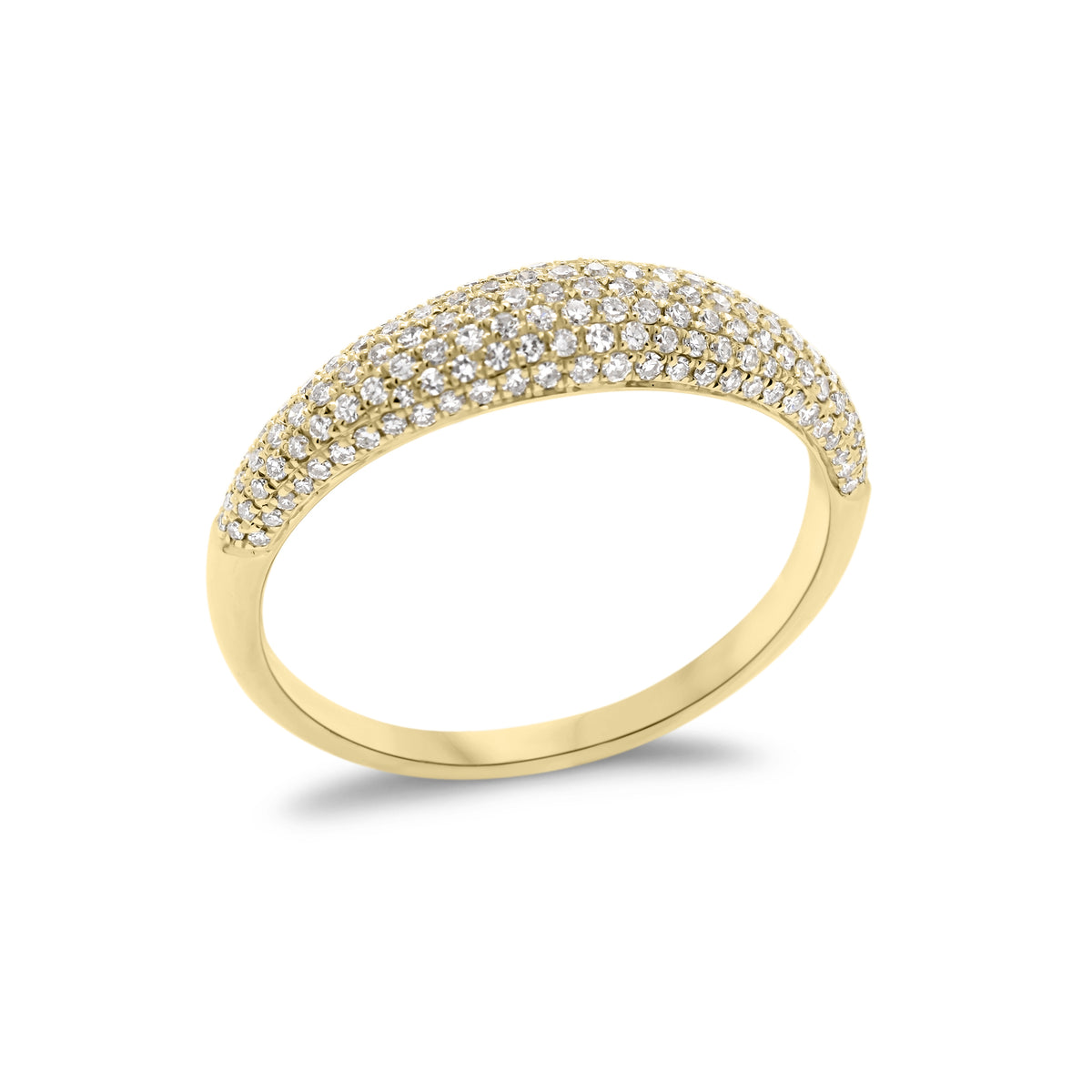 Pave Diamond Dome Ring - 14K gold weighing 1.88 grams - 167 round diamonds totaling 0.37 carats.