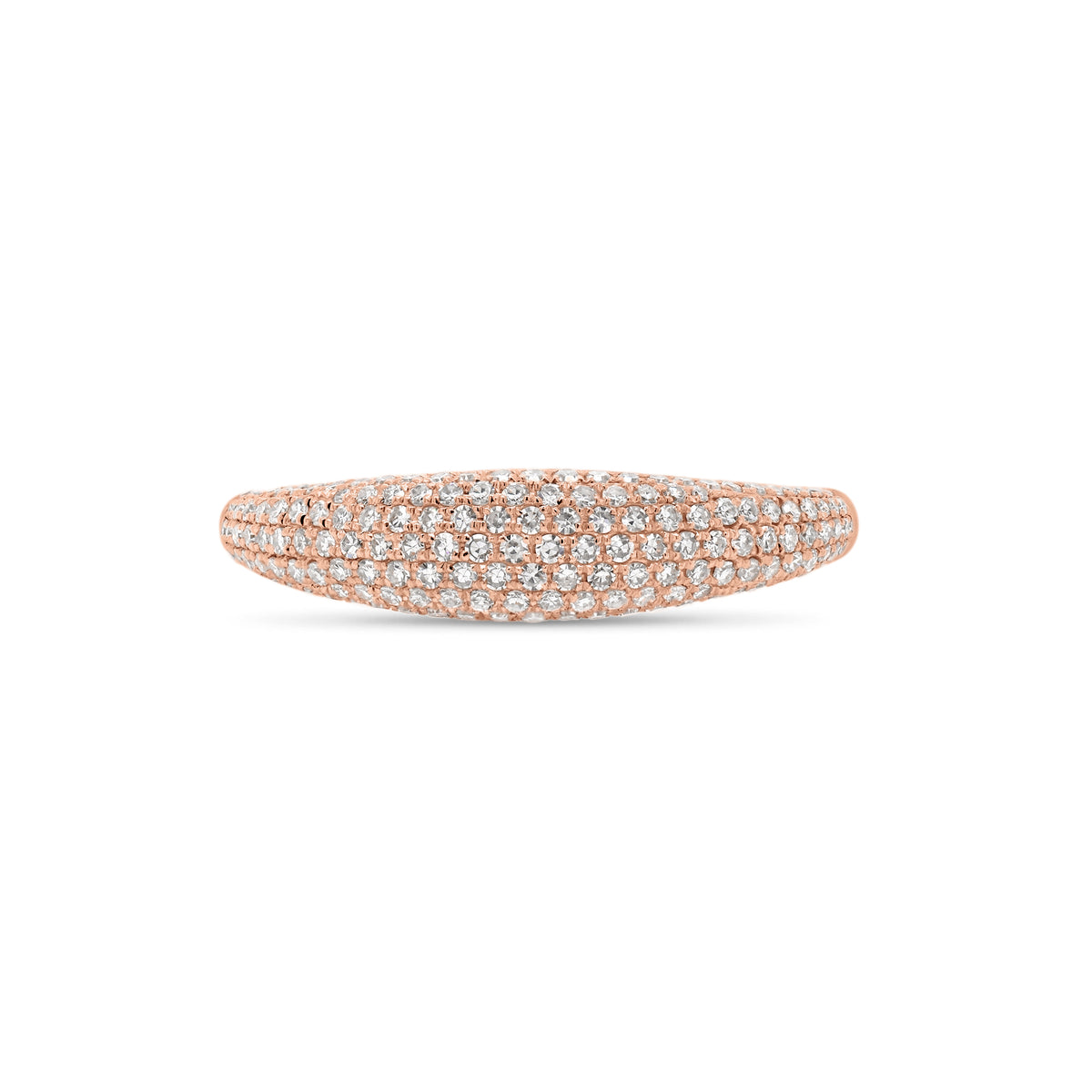Pave Diamond Dome Ring - 14K gold weighing 1.88 grams - 167 round diamonds totaling 0.37 carats.