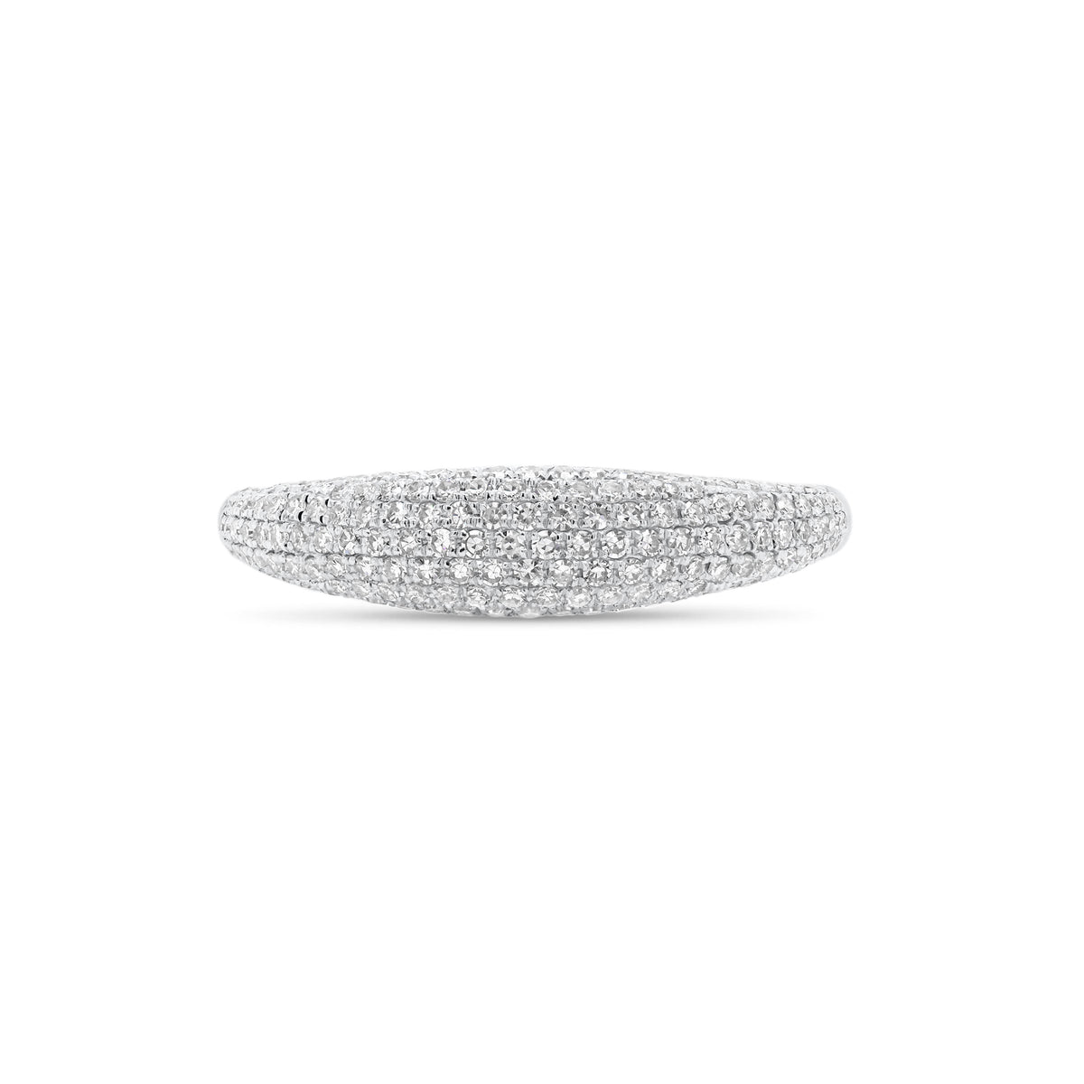 Pave Diamond Dome Ring - 14K gold weighing 1.88 grams - 167 round diamonds totaling 0.37 carats.