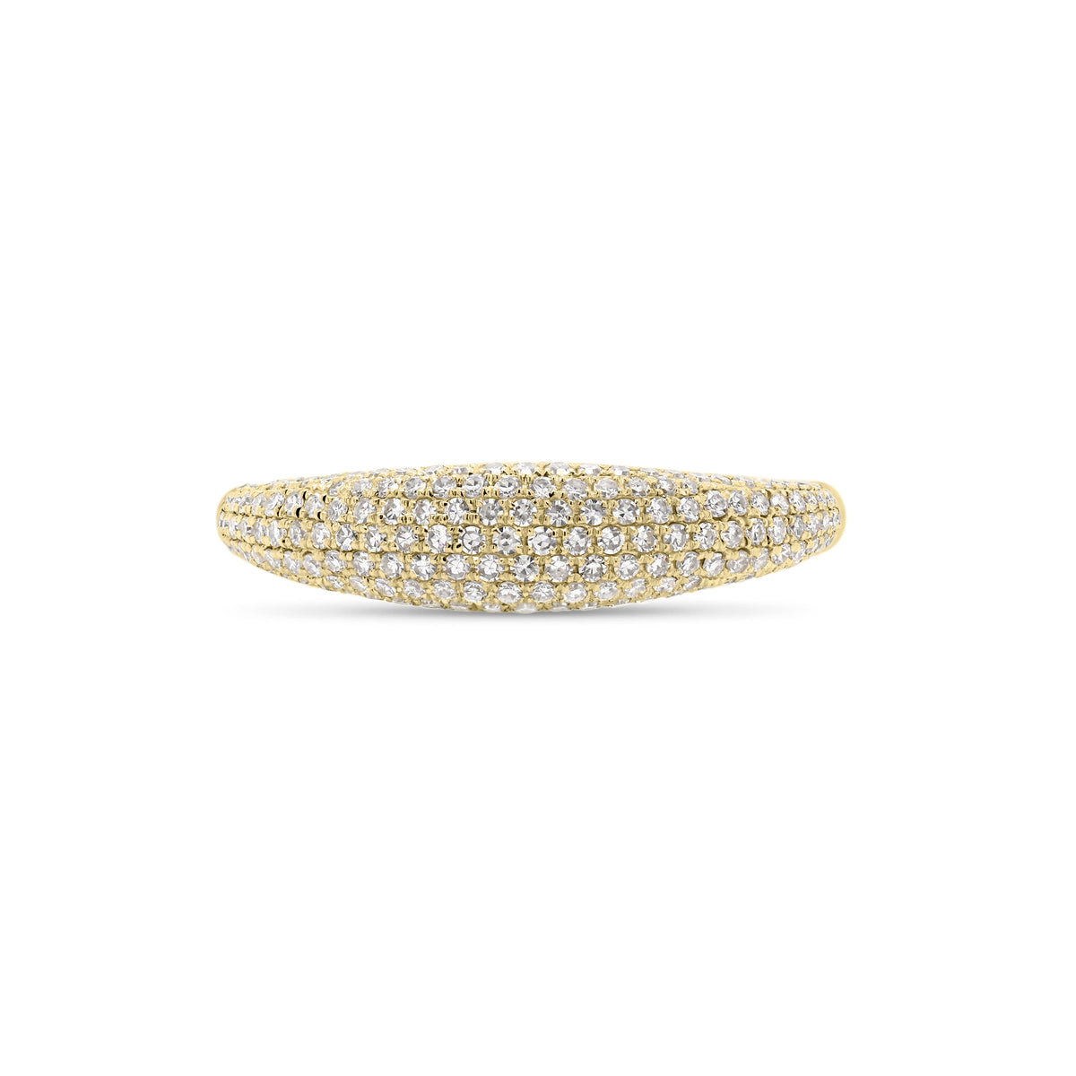Pave Diamond Dome Ring - 14K gold weighing 1.88 grams - 167 round diamonds totaling 0.37 carats.