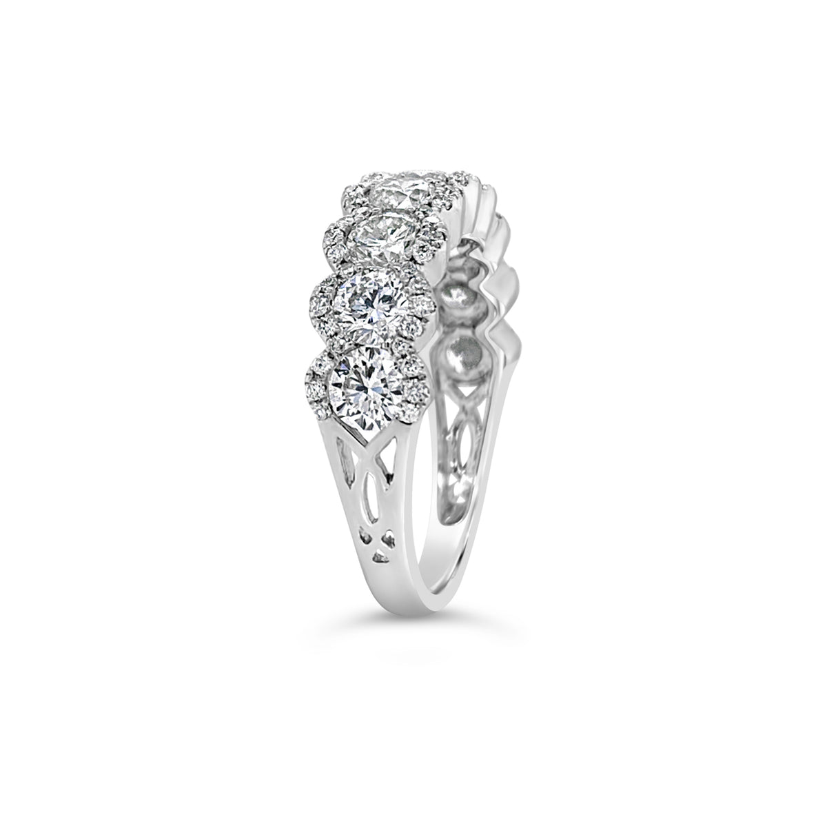 Diamond Oval Wedding Band -18K white gold weighing 4.04 grams -79 round diamonds totaling 2.00 carats