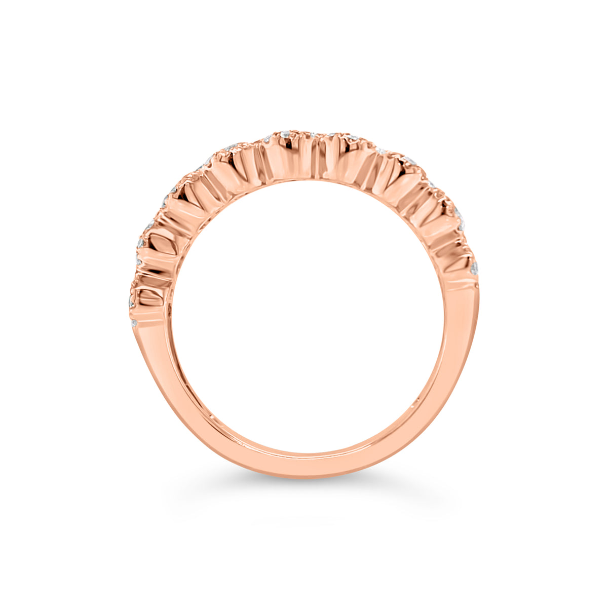 Diamond Oval Wedding Band -18K rose gold weighing 4.04 grams -79 round diamonds totaling 2.00 carats