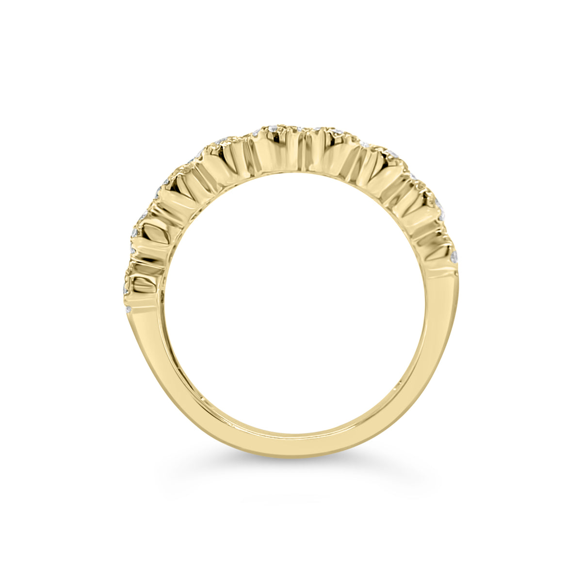 Diamond Oval Wedding Band -18K yellow gold weighing 4.04 grams -79 round diamonds totaling 2.00 carats