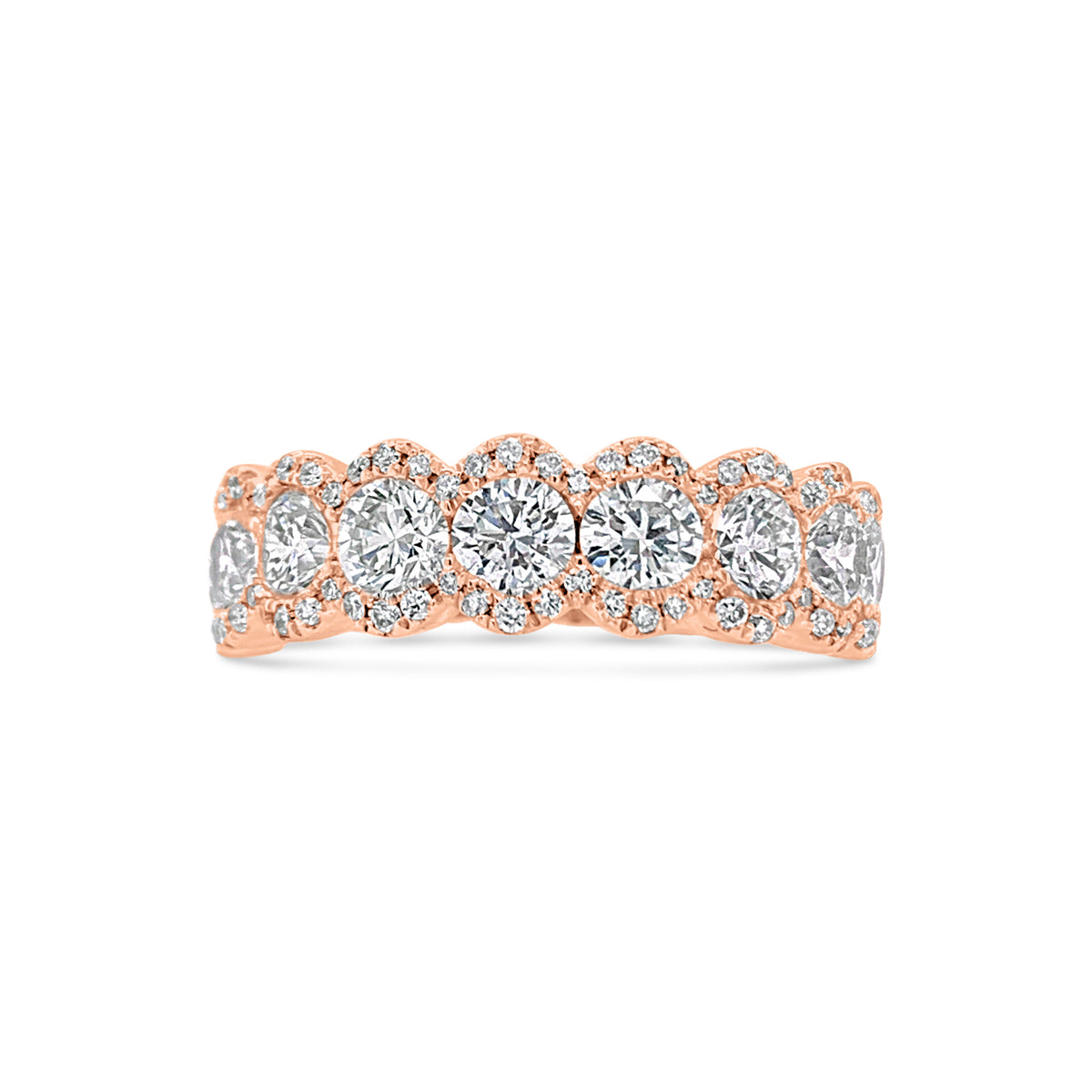 Diamond Oval Wedding Band -18K rose gold weighing 4.04 grams -79 round diamonds totaling 2.00 carats