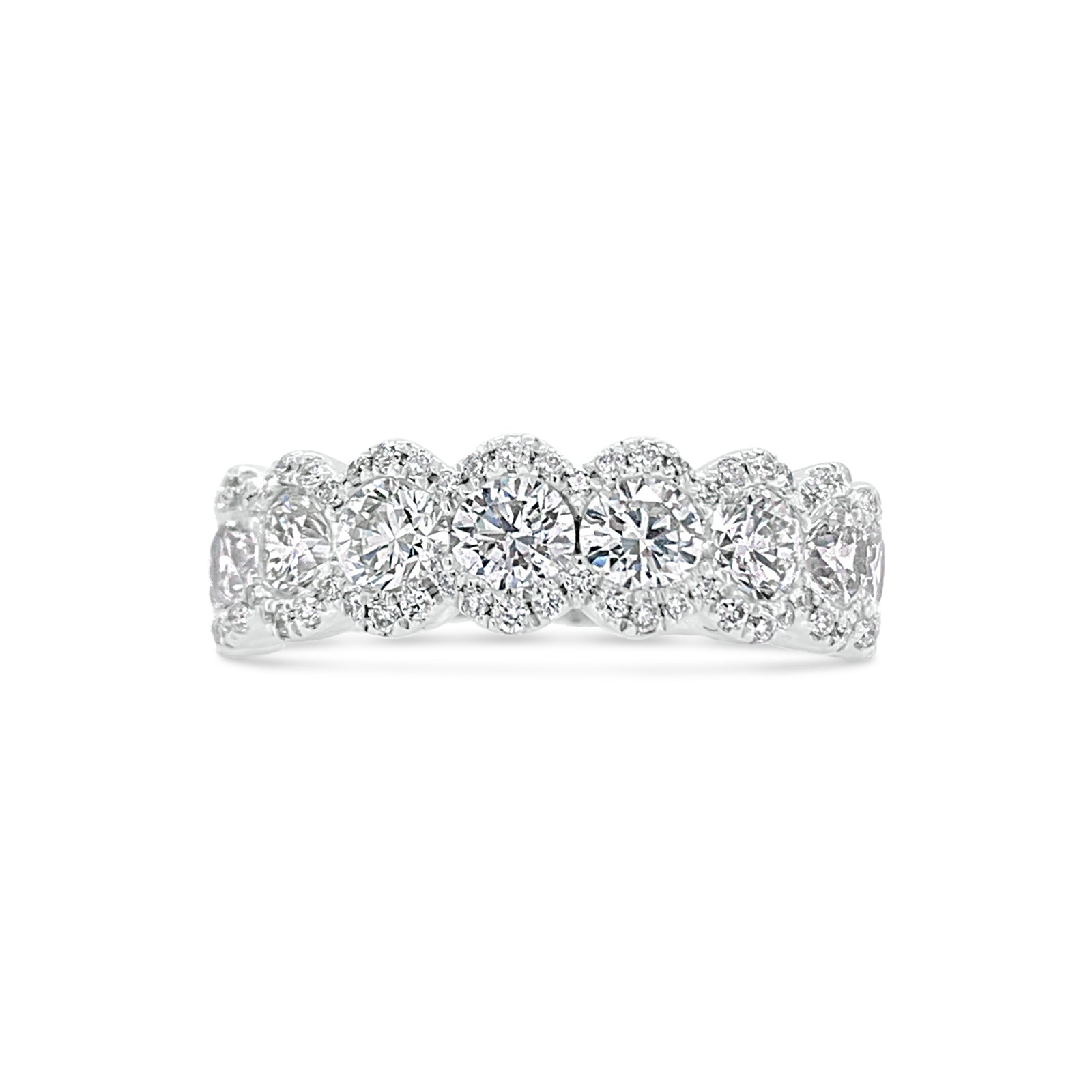 Diamond Oval Wedding Band -18K white gold weighing 4.04 grams -79 round diamonds totaling 2.00 carats