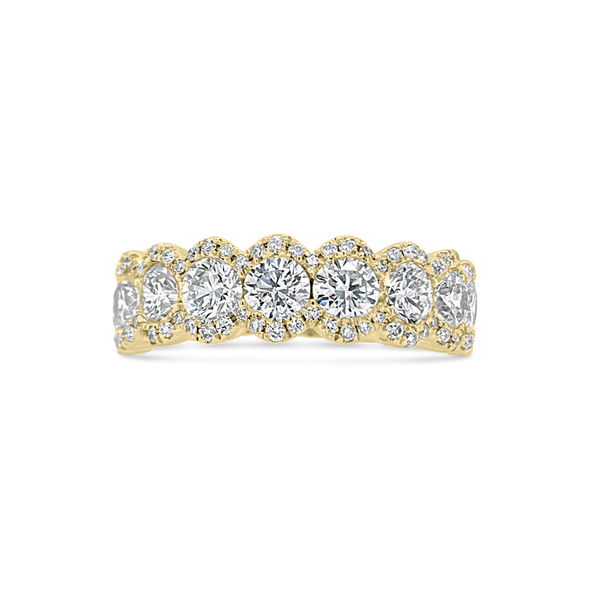 Diamond Oval Wedding Band -18K yellow gold weighing 4.04 grams -79 round diamonds totaling 2.00 carats