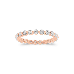 Single-Prong Diamond Eternity Ring- 18K rose gold weighing 1.65 grams  - 23 round diamonds weighing 1.15 carats