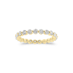 Single-Prong Diamond Eternity Ring- 18K yellow gold weighing 1.65 grams  - 23 round diamonds weighing 1.15 carats