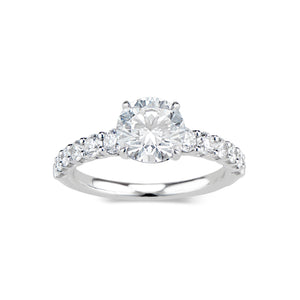 Diamond Engagement Ring with Diamond Shank  -18K WEIGHTING 3.03 GR  - 10 round diamonds totaling 0.60 carats  - 22 round diamonds totaling 0.13 carats