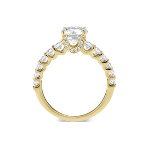 Diamond Engagement Ring with Diamond Shank  -18K WEIGHTING 3.03 GR  - 10 round diamonds totaling 0.60 carats  - 22 round diamonds totaling 0.13 carats