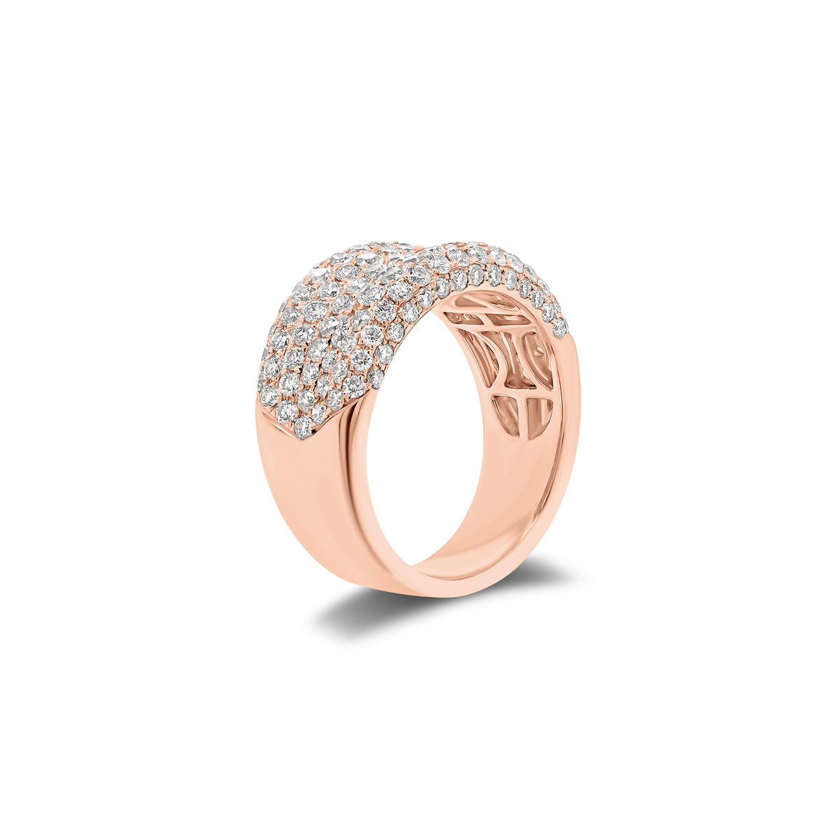 Pave Diamond Wedding Band - 18K gold weighing 8.60 grams - 142 round diamonds weighing 1.86 carats