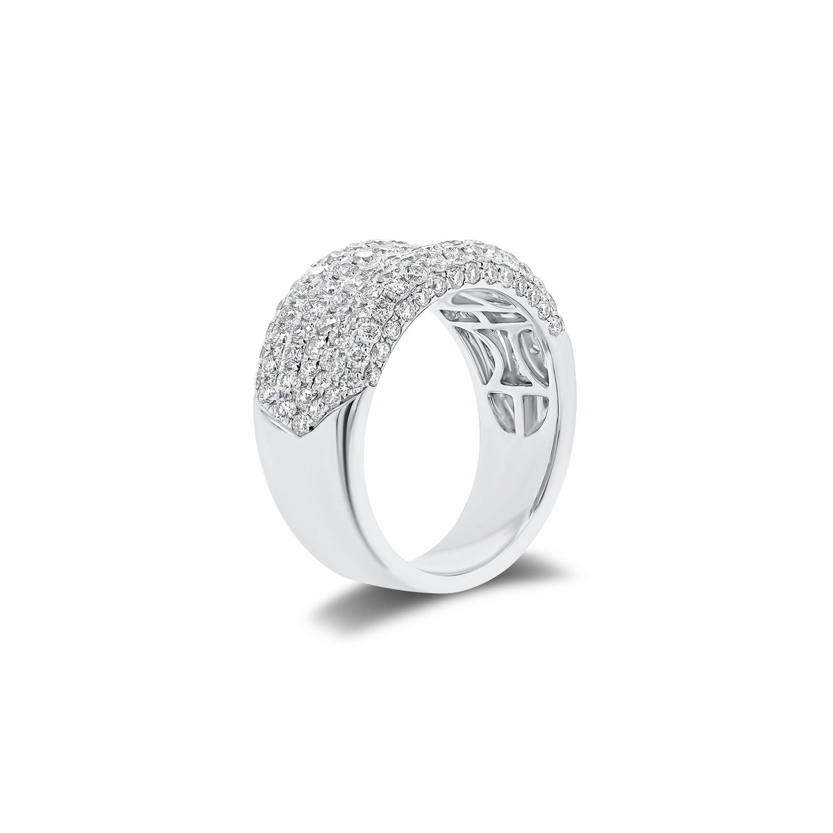 Pave Diamond Wedding Band - 18K gold weighing 8.60 grams - 142 round diamonds weighing 1.86 carats