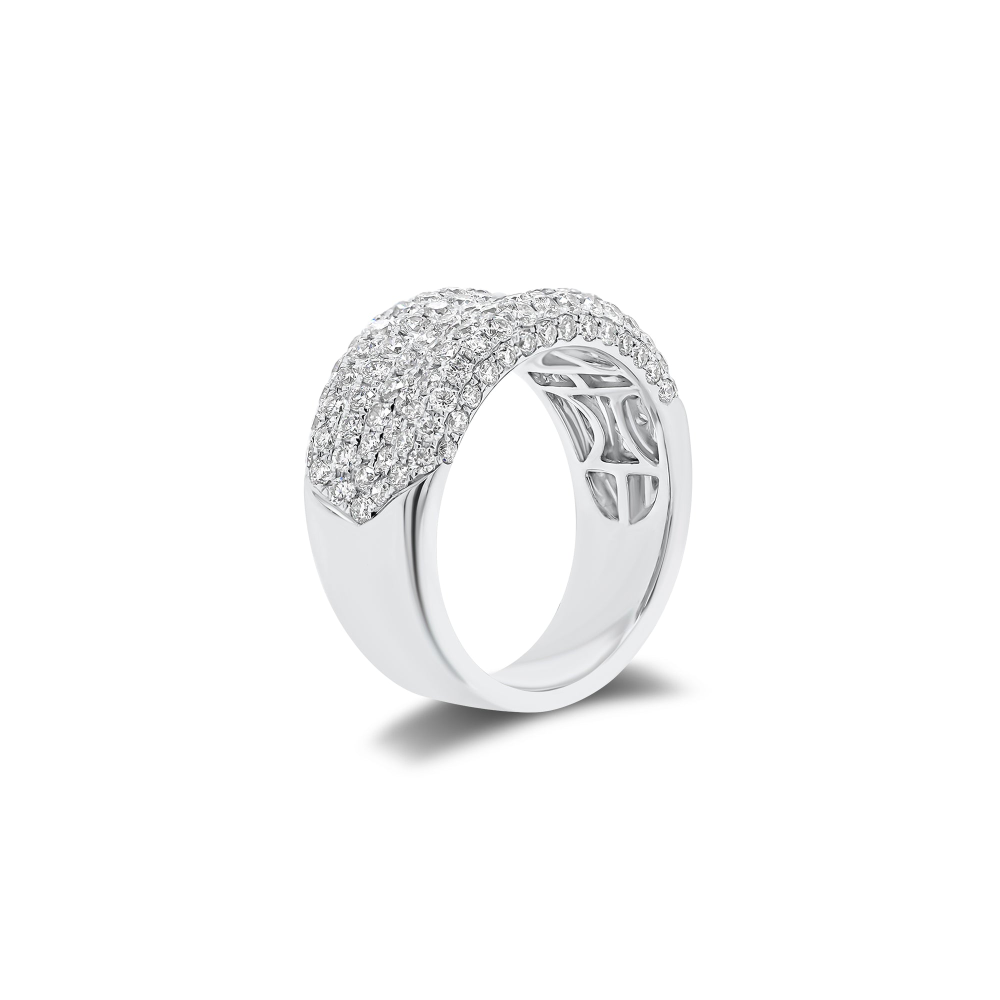 Pave Diamond Wedding Band - 18K gold weighing 8.60 grams  - 142 round diamonds weighing 1.86 carats