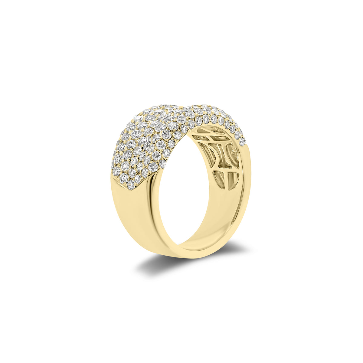 Pave Diamond Wedding Band - 18K gold weighing 8.60 grams - 142 round diamonds weighing 1.86 carats