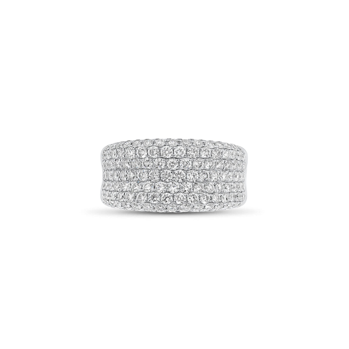Pave Diamond Wedding Band - 18K gold weighing 8.60 grams  - 142 round diamonds weighing 1.86 carats