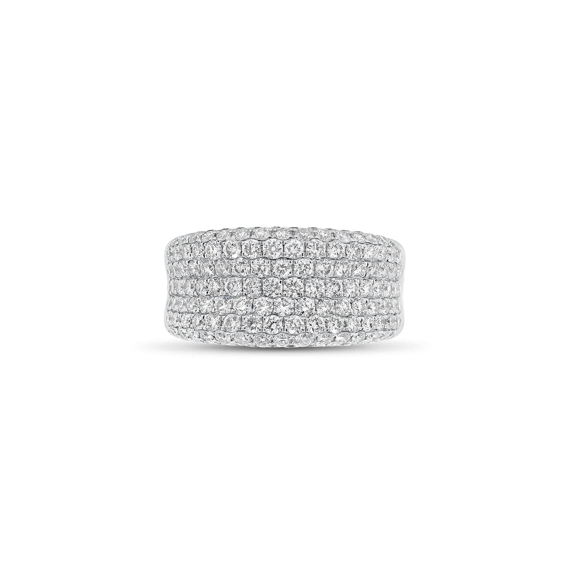 Pave Diamond Wedding Band - 18K gold weighing 8.60 grams  - 142 round diamonds weighing 1.86 carats
