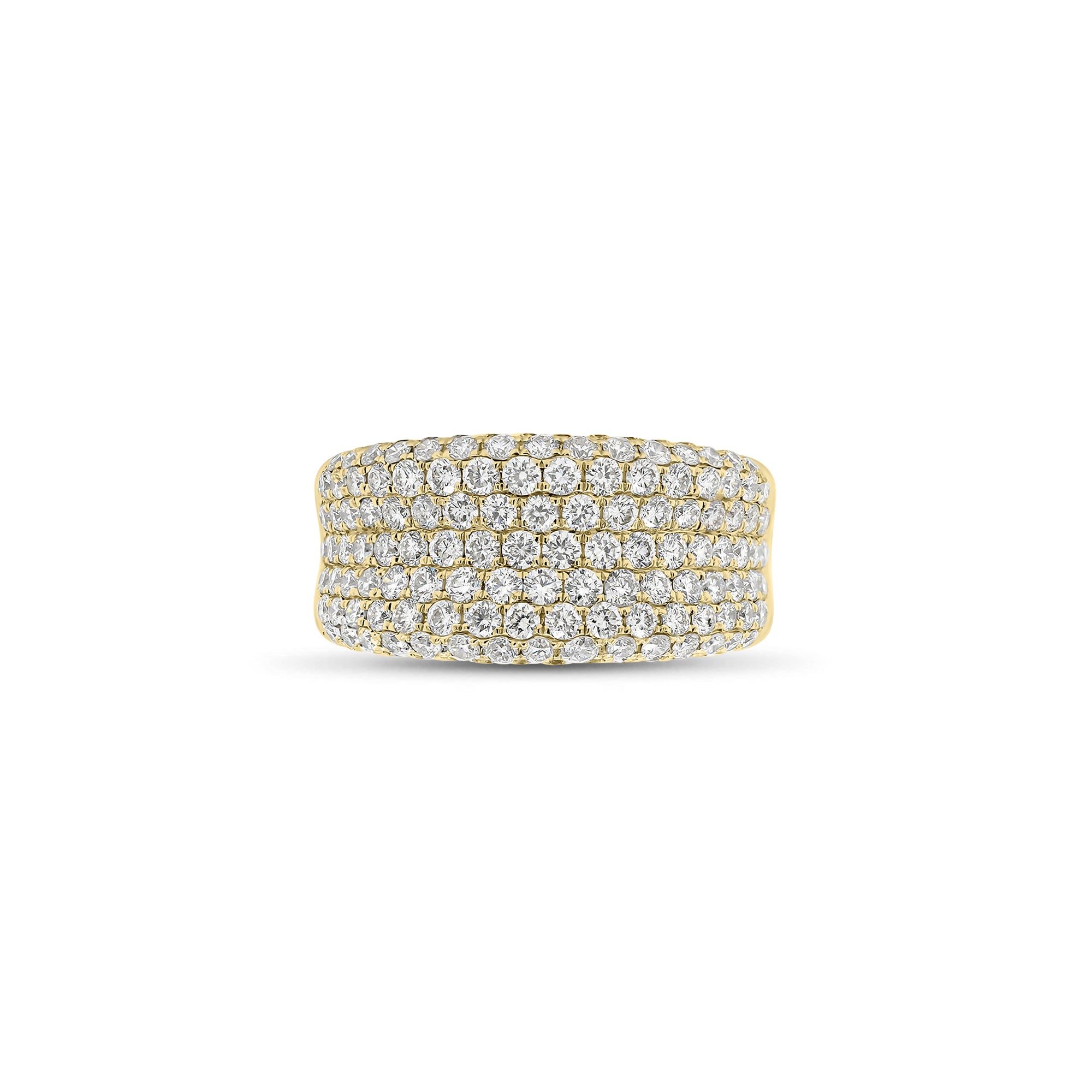 Pave Diamond Wedding Band - 18K gold weighing 8.60 grams  - 142 round diamonds weighing 1.86 carats