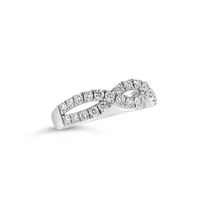 Diamond infinity ring -18K gold weighing 3.34 grams  -30 Round diamonds weighing 0.60 carats
