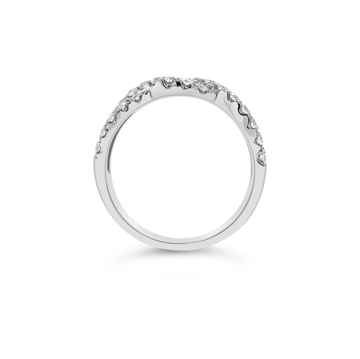 Diamond infinity ring -18K gold weighing 3.34 grams  -30 Round diamonds weighing 0.60 carats