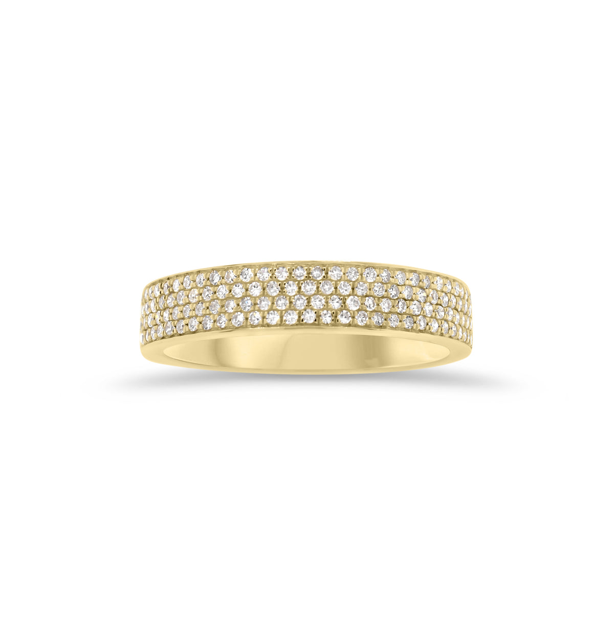 Pave Diamond Stackable Ring  - 14K gold weighing 1.87 grams  - 126 round diamonds totaling 0.34 carats