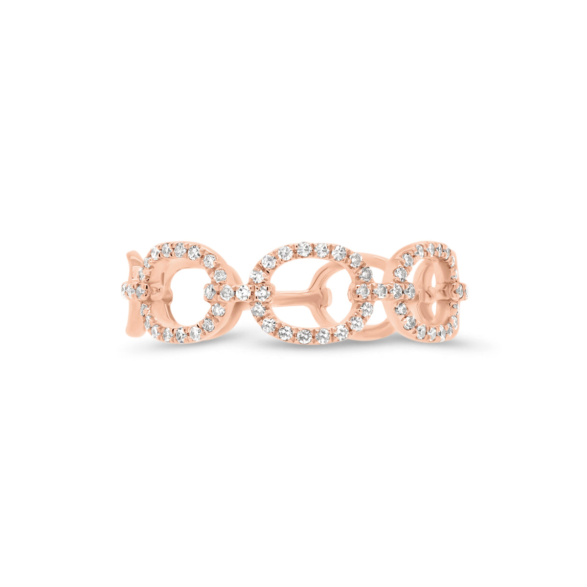 Diamond Open Chain Link Stackable Ring  - 14K gold weighing 1.53 grams  - 64 round diamonds totaling 0.17 carats