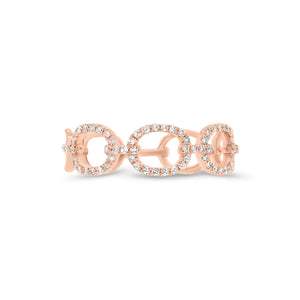 Diamond Open Chain Link Stackable Ring  - 14K gold weighing 1.53 grams  - 64 round diamonds totaling 0.17 carats