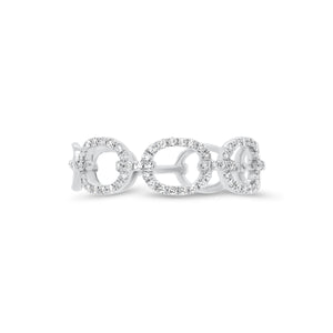 Diamond Open Chain Link Stackable Ring  - 14K gold weighing 1.53 grams  - 64 round diamonds totaling 0.17 carats