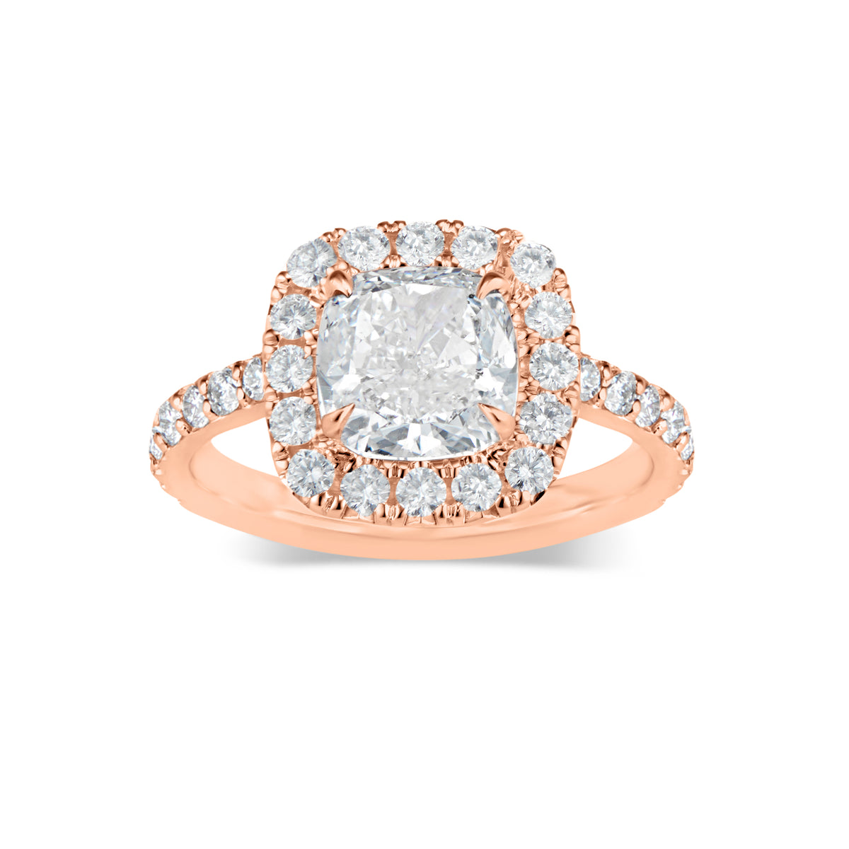 Cushion Halo Diamond Engagement Ring  -18K weighting 3.07GR  - 32 round diamonds totaling 0.80 carats