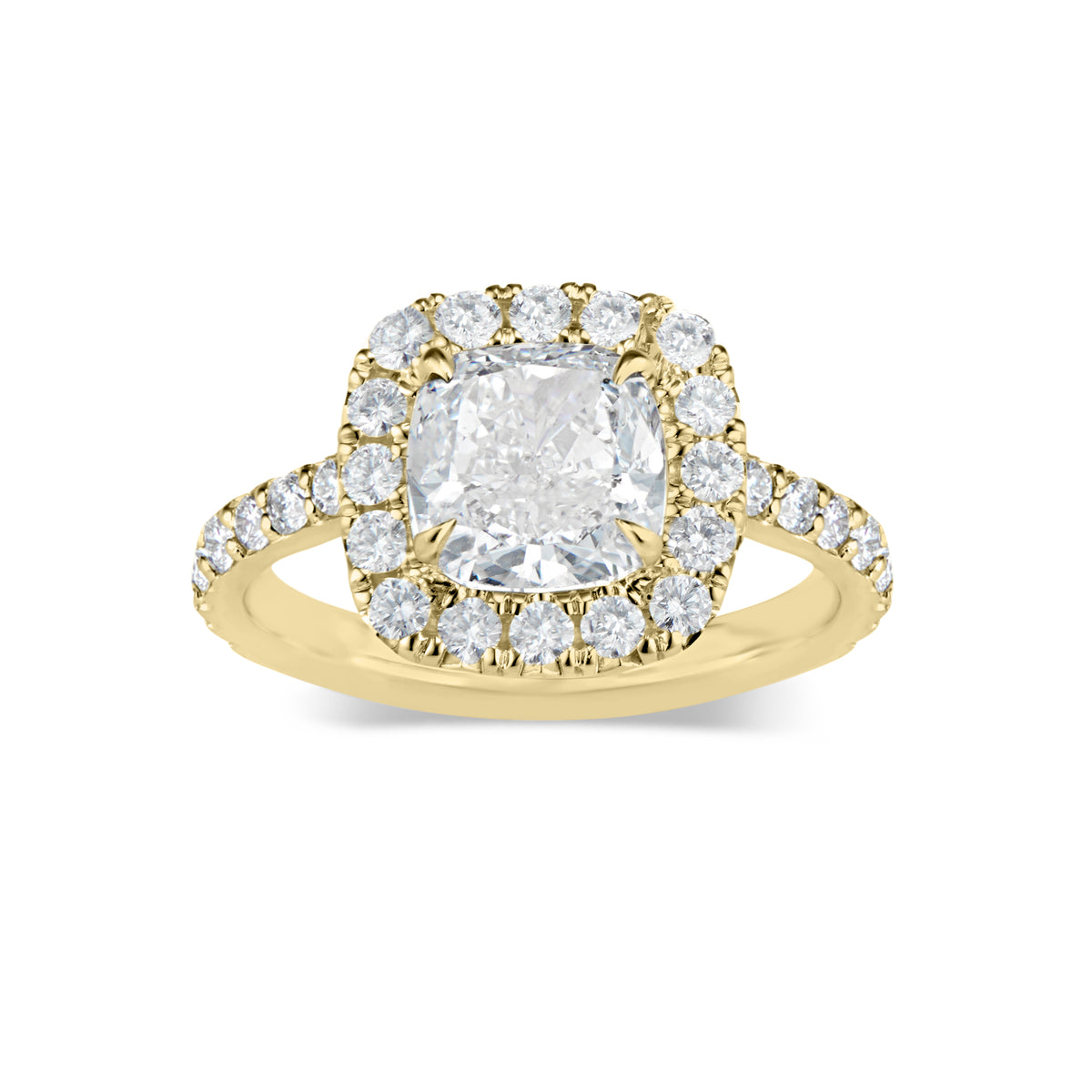 Cushion Halo Diamond Engagement Ring  -18K weighting 3.07GR  - 32 round diamonds totaling 0.80 carats