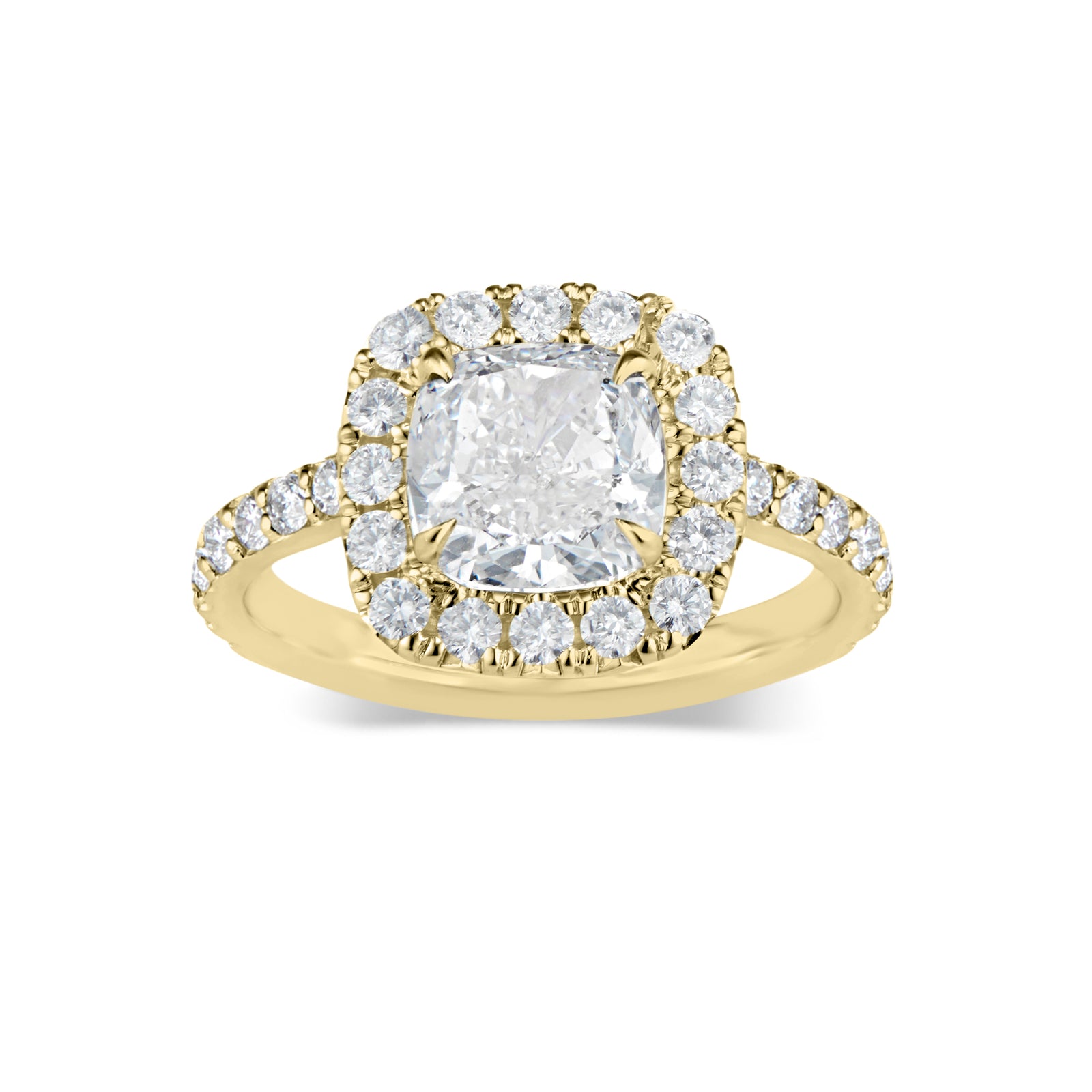 Cushion Halo Diamond Engagement Ring  -18K weighting 3.07GR  - 32 round diamonds totaling 0.80 carats