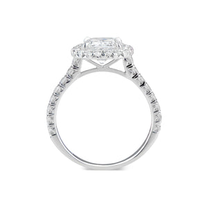 Cushion Halo Diamond Engagement Ring  -18K weighting 3.07GR  - 32 round diamonds totaling 0.80 carats
