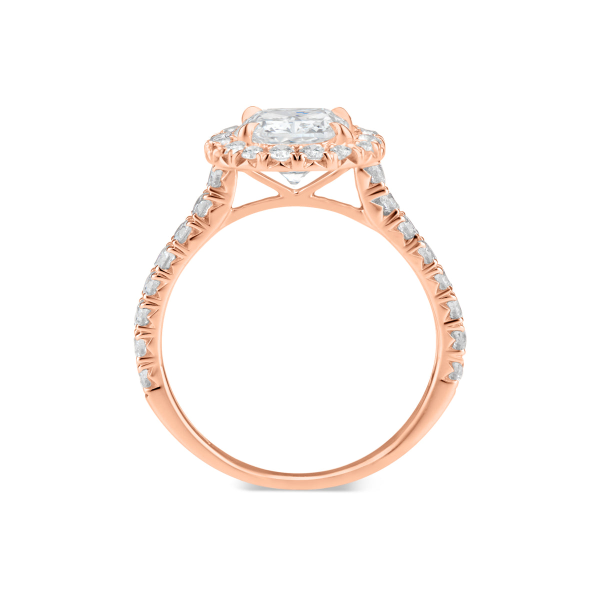 Cushion Halo Diamond Engagement Ring  -18K weighting 3.07GR  - 32 round diamonds totaling 0.80 carats