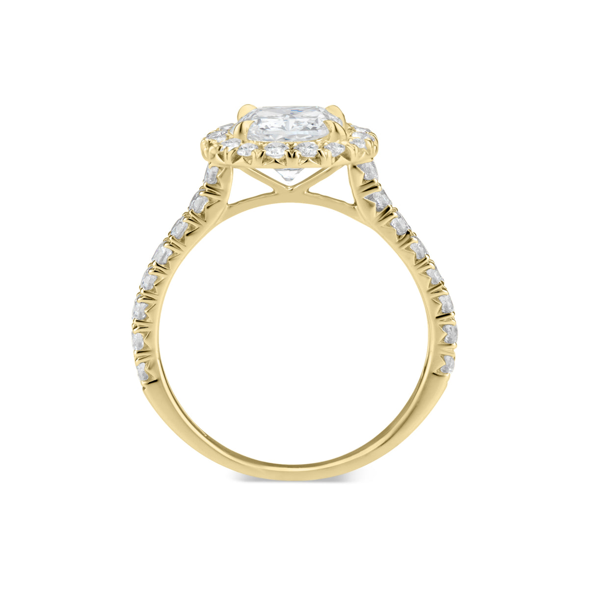 Cushion Halo Diamond Engagement Ring  -18K weighting 3.07GR  - 32 round diamonds totaling 0.80 carats