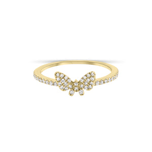 Diamond Petite Butterfly Ring  - 14K gold weighing 1.16 grams  - 50 round diamonds totaling 0.16 carats