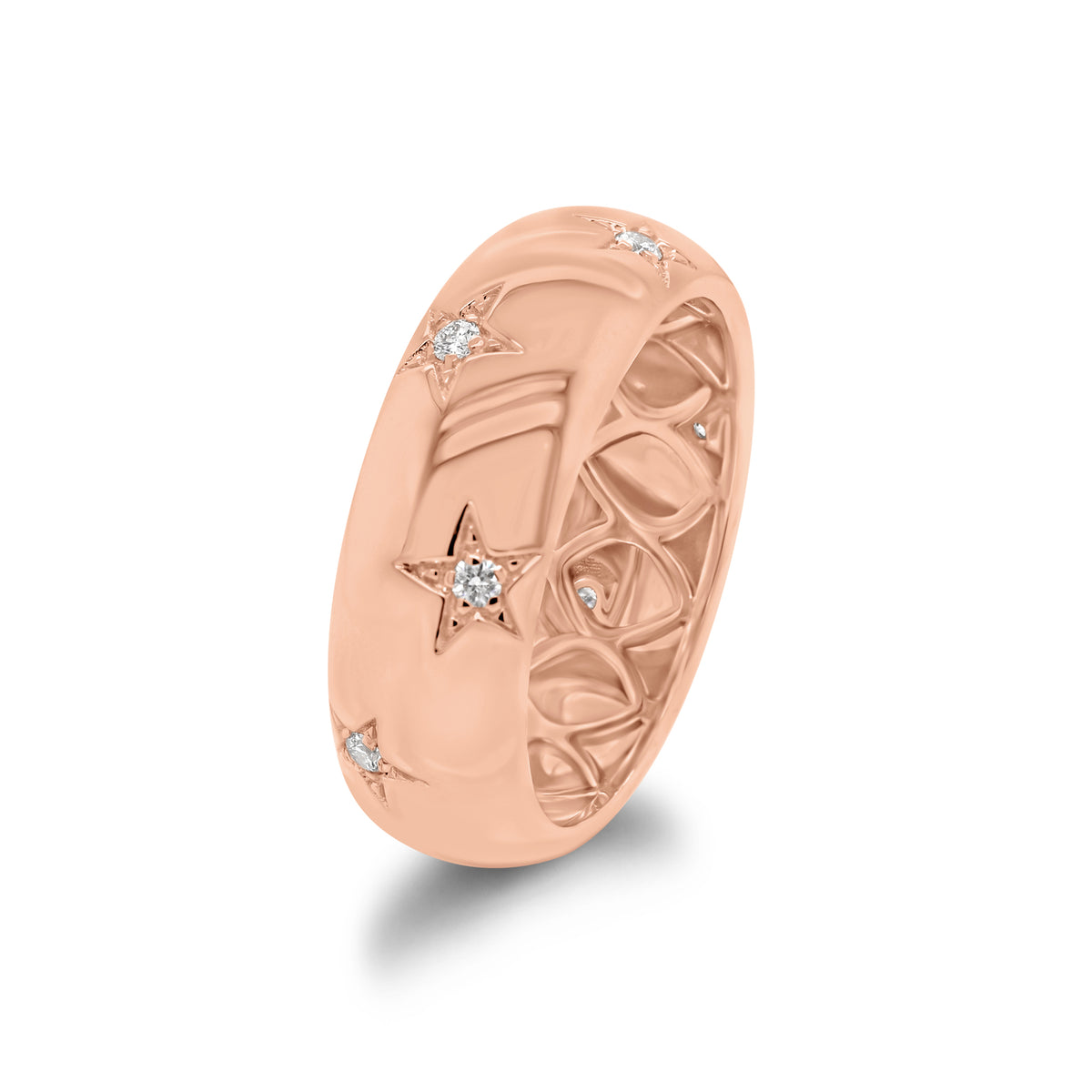 Diamond Stars Band - 14K rose gold weighing 5.17 grams - 7 round diamonds totaling 0.10 carats