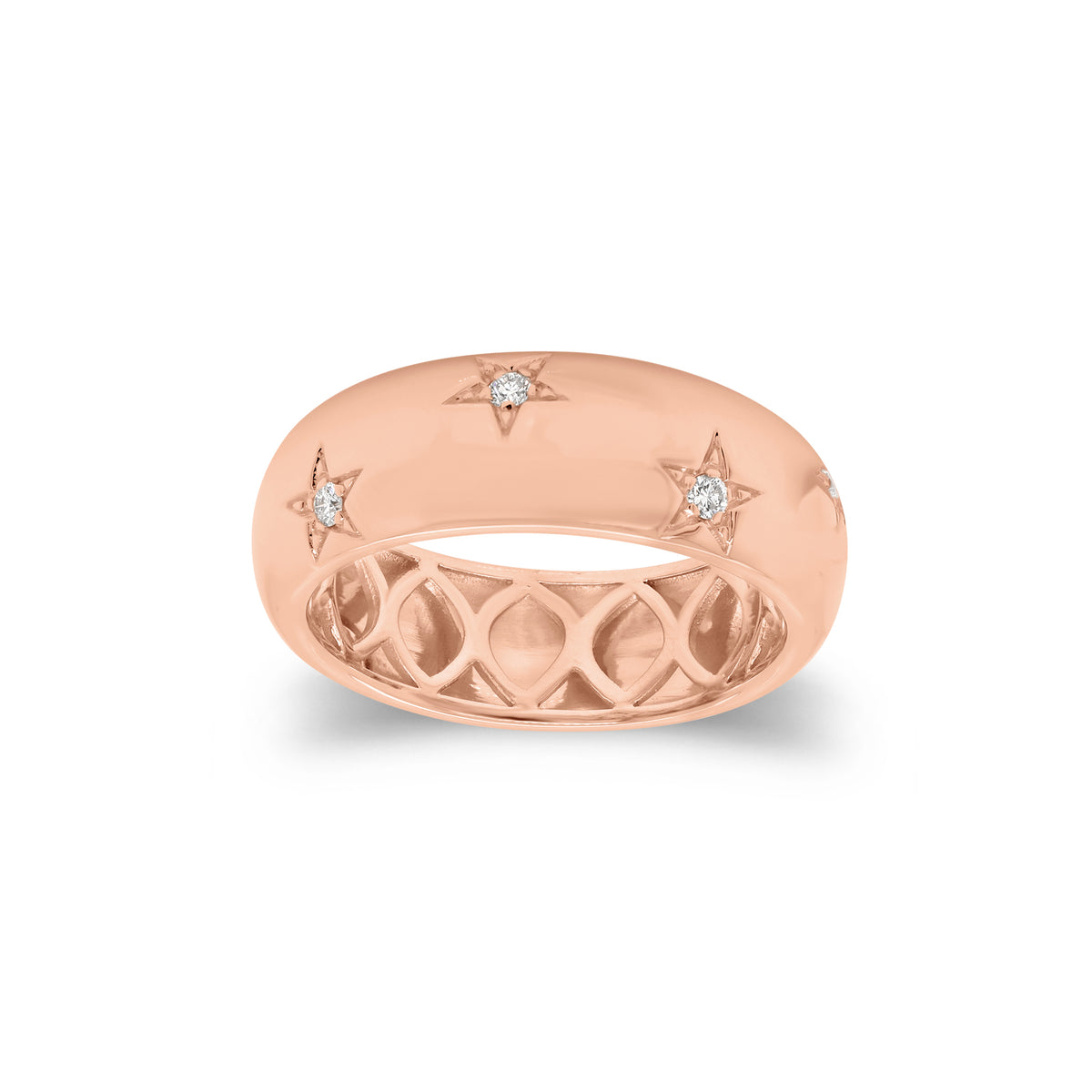 Diamond Stars Band - 14K rose gold weighing 5.17 grams - 7 round diamonds totaling 0.10 carats