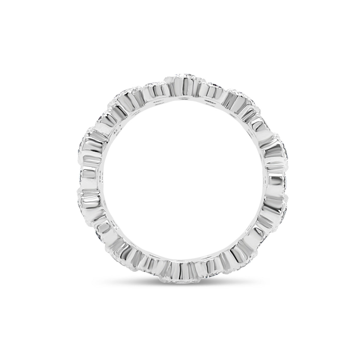 Alternating Bezel-Set Diamond Eternity Ring with Antique Milgrain